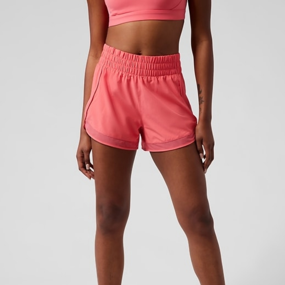 Athleta High Rise Mesh Racer Shorts